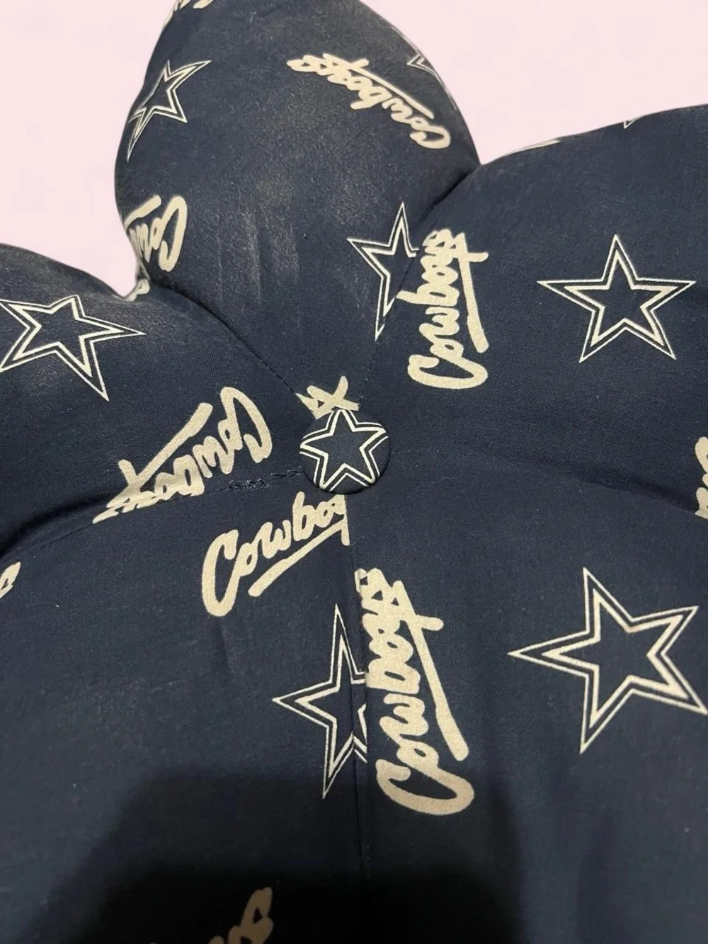 Star-Shaped Navy Pillow with Script Logo